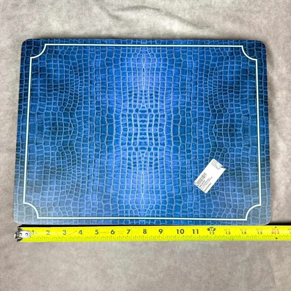Pimpernel Blue Croc Leather Looking Placemats Set of 4 Cork Back Heat Resistant